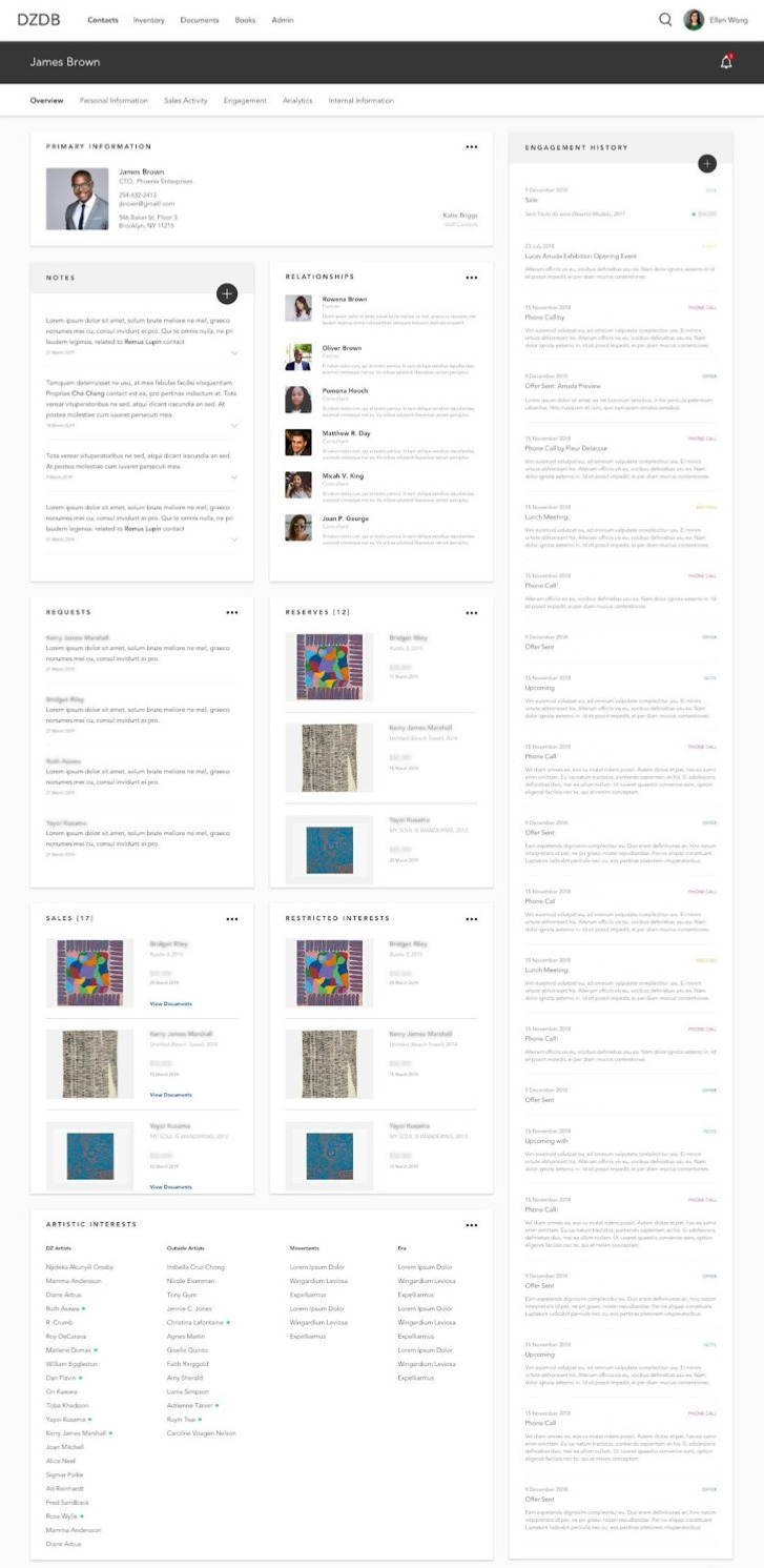 Screenshot of customizable client views in the database system.