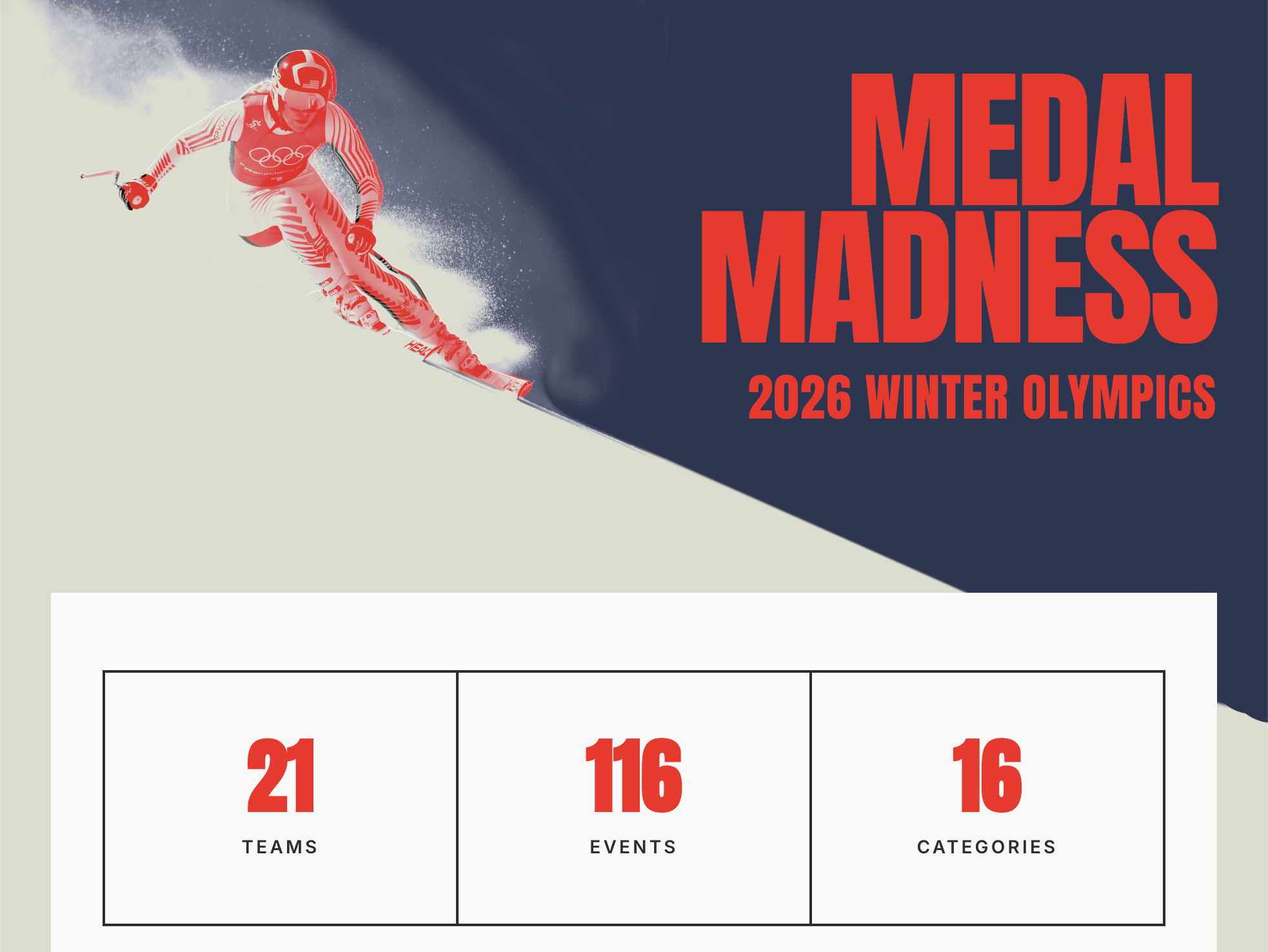 Screenshot detail of Medal Madness landing page.
